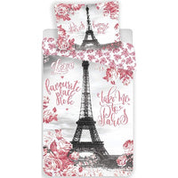 Paris Tour Eiffel Roses - Parure de Lit - Housse de Couette Coton