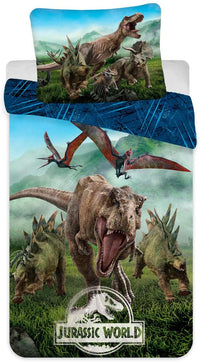 Jurassic World Forest Parure de lit avec housse de couette 140 x 200 cm et taie d'oreiller 70 x 90 cm 100 % coton
