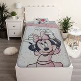 Disney Minnie White Parure de lit Coton Housse de Couette lit 1 Place taie 70x90cm