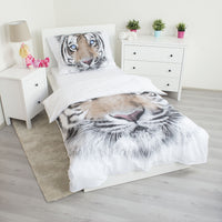 Tigre Blanc - Parure de Lit - Housse de Couette Coton - Exo'Touch