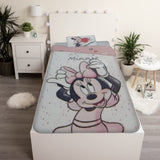 Disney Minnie White Parure de lit Coton Housse de Couette lit 1 Place taie 70x90cm - Exo'Touch